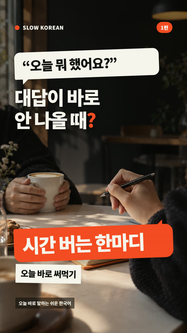Lesson 1: a Korean conversation at a café. What can you say when the answer does not come right away?